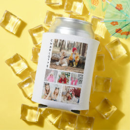 Multi-Foto Collage Moderner Personalisierter Name Dosenkühler