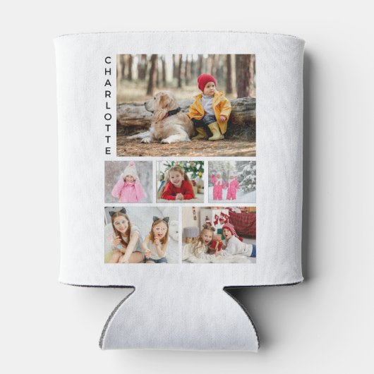 Multi-Foto Collage Moderner Personalisierter Name Dosenkühler (Rückseite)