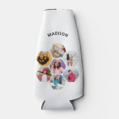 Multi-Foto Collage Moderner Personalisierter Name Flaschenkühler (Vorderseite)