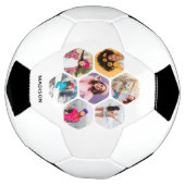 Multi-Foto Collage Moderner Personalisierter Name Fußball (Gedreht)