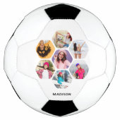Multi-Foto Collage Moderner Personalisierter Name Fußball (Vorderseite)