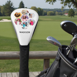 Multi-Foto Collage Moderner Personalisierter Name Golf Headcover