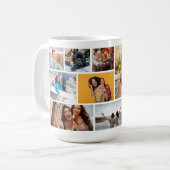 Multi-Foto Collage Moderner Personalisierter Name Kaffeetasse (Vorderseite Links)