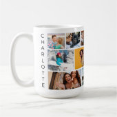 Multi-Foto Collage Moderner Personalisierter Name Kaffeetasse (Links)