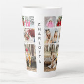 Multi-Foto Collage Moderner Personalisierter Name Milchtasse (Vorderseite)