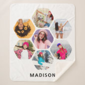 Multi-Foto Collage Moderner Personalisierter Name Sherpadecke (Vorderseite)