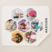 Multi-Foto Collage Moderner Personalisierter Name Sherpadecke (Vorderseite (Horizontal))