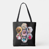Multi-Foto Collage Moderner Personalisierter Name Tasche (Rückseite)