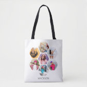 Multi-Foto Collage Moderner Personalisierter Name Tasche (Vorderseite)
