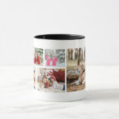 Multi-Foto Collage Moderner Personalisierter Name Tasse (Zentrum)