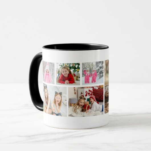 Multi-Foto Collage Moderner Personalisierter Name Tasse (Vorderseite Links)