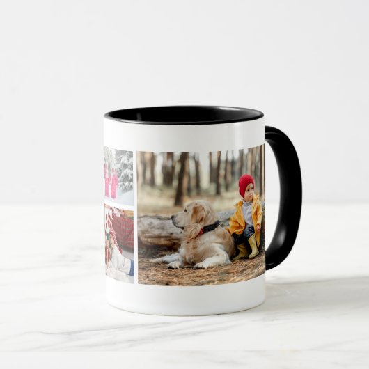 Multi-Foto Collage Moderner Personalisierter Name Tasse (VorderseiteRechts)