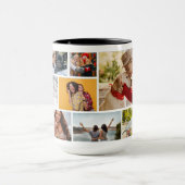 Multi-Foto Collage Moderner Personalisierter Name Tasse (Zentrum)
