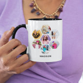 Multi-Foto Collage Moderner Personalisierter Name Tasse
