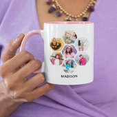 Multi-Foto Collage Moderner Personalisierter Name Tasse