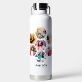 Multi-Foto Collage Moderner Personalisierter Name Trinkflasche (Rückseite)