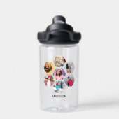 Multi-Foto Collage Moderner Personalisierter Name Trinkflasche (Rückseite)