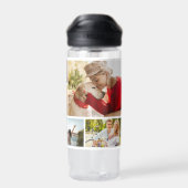 Multi-Foto Collage Moderner Personalisierter Name Trinkflasche (Rückseite)