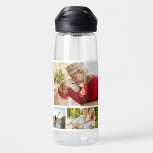 Multi-Foto Collage Moderner Personalisierter Name Trinkflasche