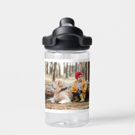 Multi-Foto Collage Moderner Personalisierter Name Trinkflasche (Rückseite)