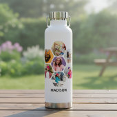 Multi-Foto Collage Moderner Personalisierter Name Trinkflasche