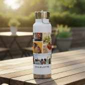 Multi-Foto Collage Moderner Personalisierter Name Trinkflasche