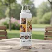 Multi-Foto Collage Moderner Personalisierter Name Trinkflasche