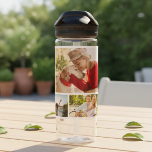 Multi-Foto Collage Moderner Personalisierter Name Trinkflasche