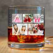 Multi-Foto Collage Moderner Personalisierter Name Whiskyglas