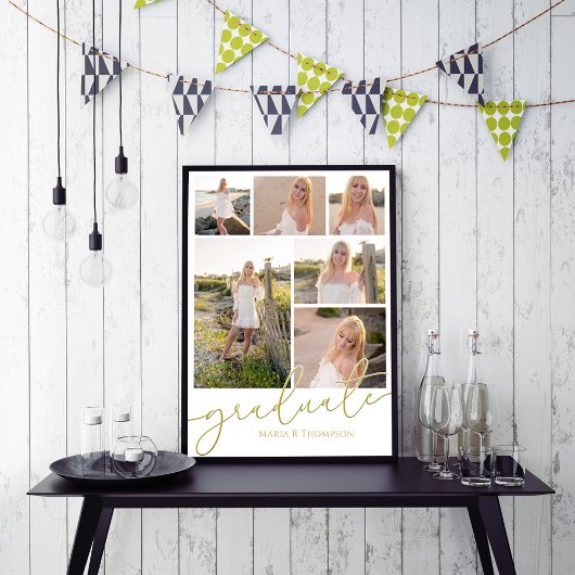 Multi Foto Collage Modernes Abschluss Script Poster