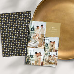 Multi Foto Collage Retro Black Gold Weihnachten<br><div class="desc">Minimalistisch Frohe Weihnachten Multi Vollblut Foto Collage Holiday Card mit Fun Festive Retro Blumenmuster in Schwarz und Gold</div>