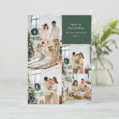 Multi Foto Collage Retro Green Floral Weihnachten (Stehend Vorderseite)