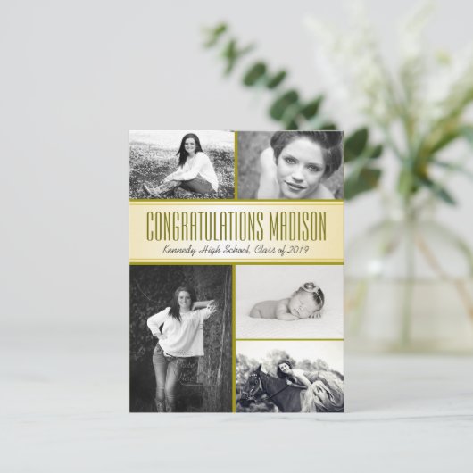 Multi-Foto Daughters Abschluss Open House Postkarte (Stehend Vorderseite)