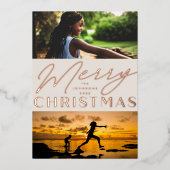 Multi Foto Frohe Weihnachten Folien Feiertagskarte (Vorderseite)