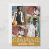 Multi-Foto-Gold-Graduierungspartei Einladung (Vorderseite)