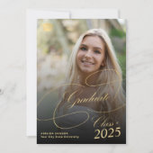 Multi-Foto Gold Schwarze Graduate Skript-Abschluss Ankündigung (Vorderseite)