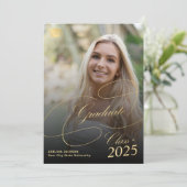 Multi-Foto Gold Schwarze Graduate Skript-Abschluss Ankündigung (Stehend Vorderseite)