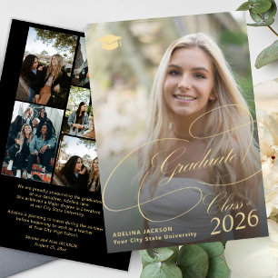 Multi-Foto Gold Schwarze Graduate Skript-Abschluss Ankündigung