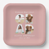 Multi Foto grad rosa Moderne elegante Party Dekora Pappteller (Vorderseite)