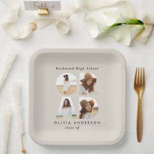 Multi Foto grad Schwarz Moderne elegante Party Dek Pappteller