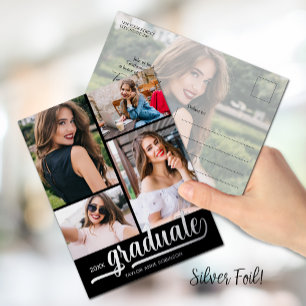 Multi-Foto-Graduierungspartei Folie Einladungspostkarte