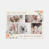 Multi-Foto-Grid für Mutter mit Peach-Blume Fleecedecke (Vorderseite (Horizontal))