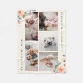 Multi-Foto-Grid für Mutter mit Peach-Blume Fleecedecke (Vorderseite)