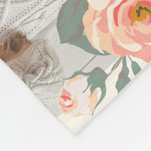 Multi Foto Grid für Oma mit Peach-Blume Fleecedecke (Ecke)