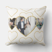 Multi-Foto Hochzeit Liebe Golden Hearts Geschenk Kissen (Vorderseite)