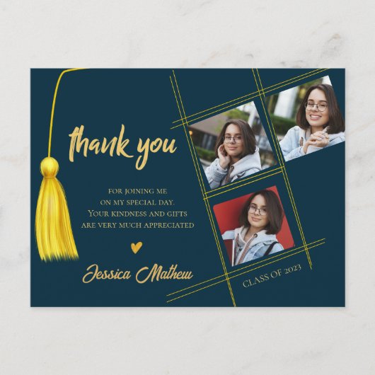 Multi-Foto-Klasse von 2025 Abschluss Vielen Dank Postkarte (Vorderseite)
