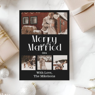 Multi-Foto Minimalistisch Merk und Verheiratet Feiertagskarte