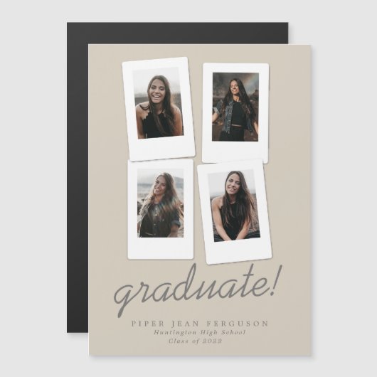 Multi Foto Modern Snapshots Abschluss Magneteinladung (Vorne/Hinten)