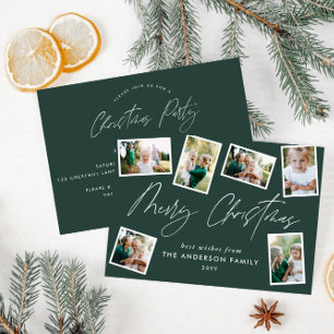 Multi Foto Moderne Weihnachtsschrift grün Feiertagskarte