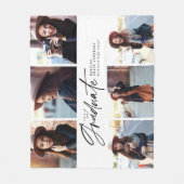 Multi Foto Moderner Schwarz-weißer Script Abschlus Fleecedecke (Vorderseite)